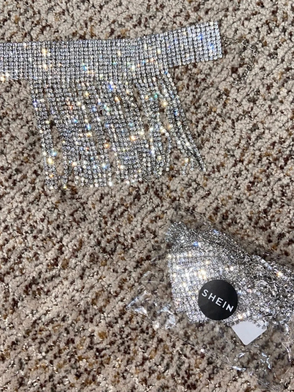 SHEIN Silver Rhinestone Fringe Bracelet